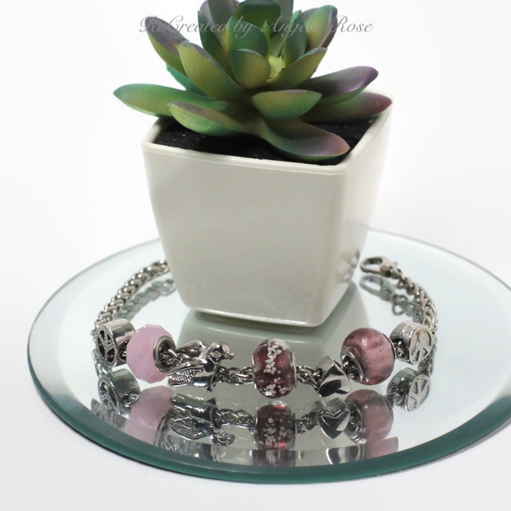 Peace Signs Bracelet Silver Tone